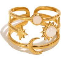 MamacitaSlay New Design Sun Moon Star Hollow Out Open Ring Party Waterproof Jewelry Unisex Unique Cool Gift High Quality Jewelry