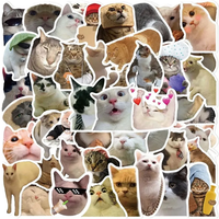 50pcs/Bag,Fun Cat Stickers,PETWaterproof, Be Suitable for Suitcase Skateboard DIY Luggage Laptop Phone Creative Stationery Toys