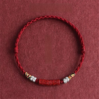 Hand Woven Natural Purple Cinnabar Lucky Bracelets Women Men Prayer Blessing Bangles Six Character Words Sizeadjustable