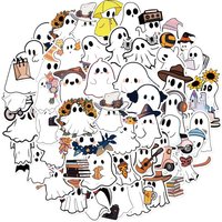 AliExpress NONE 50PCS Little Ghost Stickers Notebook Halloween Fun Cartoon Aesthetic For Laptops Luggage Scrapbooks Bicycle Phone Sticker