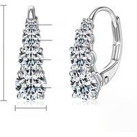 OXTAO D Color 4 stone Moissanite Hoop Clip Earrings Female Unique Gradient Size 925 Sterling Silver Luxury Wedding Jewelry Gift