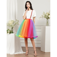 Colorful Women Rainbow Short Skirt High Elastic Band 5 Layers Soft Tulle Tutu Crinoline Underskirt Girls Prom Party Ball Gown