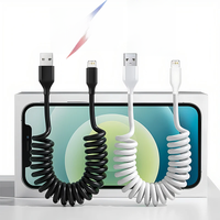 PD 27W Car USB Spring Stretch Cable For iPhone 13 12 11 14 Pro Max Phone Fast Charging Charger Cable X XR XS 7 8 Plus Data Cable