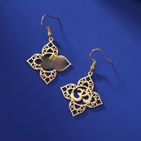 Skyrim Yoga Om Lotus Earring for Women Stainless Steel Gold Color Drop Earrings Buddhism Mandala Amulet Jewelry Gift Wholesale
