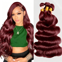 Burgundy Bundles 99J Body Wave Human Hair Bundles Brazilian 1/3 Pcs Remy Hair Extension Red Colored Body Weave Bundles For Women