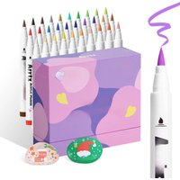 Arrtx 30 Colors Acrylic Makrer, Extra Fine Brush Tip Acrylic Paint Pens for Rock/Ceramic/Glass/Canvas/Mug/Wood/Easter Egg