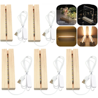 Rectangle Solid Beech Wooden LED Base for Resin Lamp Acrylic Glass Plate Stand Wood Light Display Base DIY USB Night Light Base