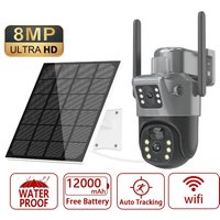 4K 8MP Dual Screen Solar Camera Outdoor Wireless WiFi PTZ Dual Lens Security Protection Auto Tracking CCTV Cameras