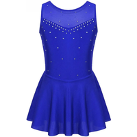 Kids Girls Rhythmic Gymnastics Ballet Jersey Figure Skating Lyrical Dance Outfits Costume Rhinestone Tulle Ballet Leotard Dress
