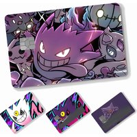 Anime Cartoon P-Pokemon-Gengar Stickers 4pcs PVC Credit Card Skin Stickers Removable Self-adhesive Protective Film