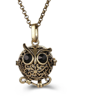 New Mexico Chime Music Ball Caller 4 Colors Owl Pendant Vintage Pregnancy Aroma Necklace Essential Oil Diffuser Lockets Jewelry