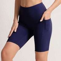 AliExpress CHRLEISURE Women Yoga Shorts with 3 Pockets Seamless Gym Fitness Tights Elastic Cycling Shorts Female Solid Color Leggings