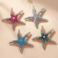 Sparkling Starfish Brooches For Women Bling Rhinestone Charm Brooch Sea Star Pins Luxury Clothes Jewelry Party Office Gifts