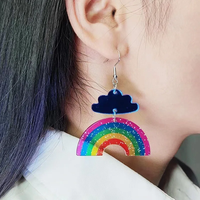 New Mirror Cloud Rainbow Acrylic Earstuds Earrings Earrings Cute Fresh and Popular Fashion Earrings Personalized Decorative Gift