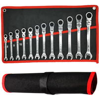 Flex Head Ratcheting Wrench Set Combination Ended Spanner kits Chrome Vanadium Steel Hand Tools Key Ratchet Wrench set