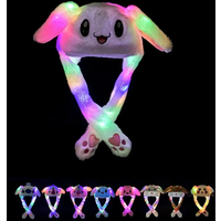 Japanese Anime Bunny Hat Glowing Plush Ear Moving Jumping Hat Ears Popping Up When Pressing The Paws Cute Animal Cosplay Hats