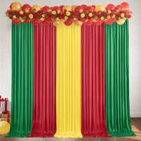 10X8Ft Wrinkle-Free Green, Red, and Yellow Party Backdrop Curtains, 5 Pieces of 2X8 Feet Wrinkle-Free Soft Polyester, for Wedding Backdrop Decoration, Themed Parties, Shower Events, Photo Backdrop