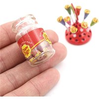 Miniature Food Dessert Sugar Mini Lollipops With Case Holder Candy For Doll House 1/12 Kitchen Furniture Toys Accessories 1:12