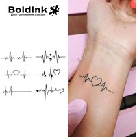 Heartbeat Electrocardiogram Temporary Tattoo,Lasts To 15 Days New Technology Magic Waterproof Semi Permanent Sticker.