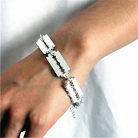 KUGUYS Gold Silver Color Blade Razor Bracelet Women Men Male Hollow out Mirror Acrylic Trendy Fashion Jewelry Accessories