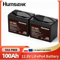 Humsienk 12V 100Ah LiFePO4 Lithium-Batterie, Eingebautes 100A BMS, Gruppe 24, 6000+ Tiefzyklusladungen, Wiederaufladbare Batterie, Ideal für Wohnmobile, Solaranlagen, netzunabhängige Systeme,