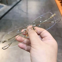Fashion Rimless Reading Glasses Men Luxury Presbyopic Glasses Anti Blue Light Blocking Eyewear Flexible Frameless Eyeglasses+4.0