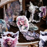 10Sheets Supplies Pack DIY Fairy Material Character Handbook Sticker Decorative Stickers Retro Sticker Scrapbook Cut 13*9CM