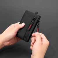 Men's Wallet Rfid Credit Card Holder Nylon Slim Purse Zipper Key Card Case Male Tactical Purse Coin Purse With Carabiner