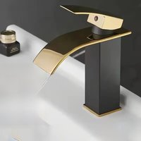 New Luxury Black White Gold Waterfall Faucet Hot and Cold Dual Control Stainless Steel Alloy Finish Suitable for Bathroom Sink