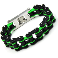 AliExpress Qiaonitu 16mm Heavy Punk Green Bicycle Bike Bracelets Hiphop Men Women Black Stainless Steel Biker Motorcycle Chain Bracelet Jewelry
