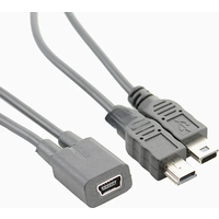 Mini USB 5Pin Female To Mini Usb 5pin Male + Micro USB Male Y Splitter 1 To 2 Converter Charging Cable 30CM