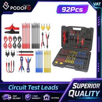 Podofo Automotive Circuit Test Leads Kit 92 PCS Multimeter Test Kits Terminal Test Kit Automotive Testing Tool Multi-Function Electric Probe Test Kit Case Test Lead Set Wire Connectors Adapter Cables