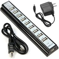 10 Port Hi-Speed USB 2.0 Hub Splitter + US Power Adapter for PC Laptop Computer 2020