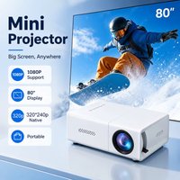ZNLYRION Tragbarer Projektor, unterstützt 1080P, 320 x 240P, native 80-Zoll-Anzeige, Heimkino-Filmprojektor für Telefon, TV-Stick, Laptop, Weiß