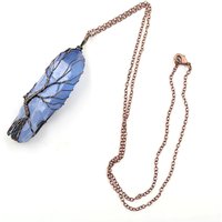 Hexagon Quartz Pendant Necklace Natural Crystal Stone Retro Life Tree With Chain Jewelry Gift for Women Men Birthday Christmas
