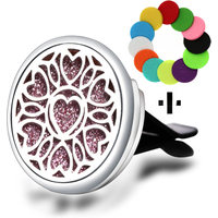 New Insert Aromatherapy Car Perfume Diffuser Locket Stainless Steel Heart Pattern Car Air Freshener Vent Clip Jewelry + 1pcs Pad