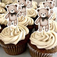 10Pcs Teddy Bear Cupcake Picks Toppers Cute Brown Baby Bear Cake Decorating Baby Shower Birthday Cake Decor