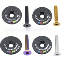 AliExpress Newest Bike 3K full carbon fibre bicycle stem cover carbon bike headsets carbon top caps SUS304 stainless steel bolts M6x35mm