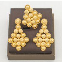 Luxury 2pcs jewelry set African Gold Color earrings ring Set Dubai engagement jewelry set for Women Wedding earrings Rings Gift