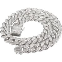 16mm wide Stainless Steel Bling Iced Out Round Cuban Miami Link Chain Necklaces for Men Hip Hop Rapper Jewelry Never Fade