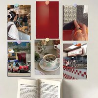 15PCS Red ins wind Posters Sticker Laptop Wall Decoration For Room Luggage Watercolor Cafe Art Bar Background Wall Painting