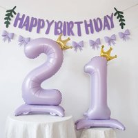 Standing matte purple crown number aluminum foil balloon is for birthday party interior decoration photo props school supplies