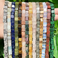 4 6 8mm Natural Square Stone Cube Tiger Eye Amazonite Opal Labradorite Loose Beads for Jewelry Making DIY Charm Bracelet 15''