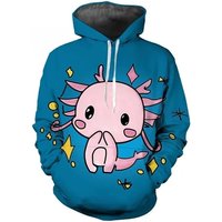 New Hot Sale Cute Axolotl 3D Printed Hoodie Men And Women Outdoor Leisure Trend Round Neck Sweater Graphic Hooded Sweatshirt