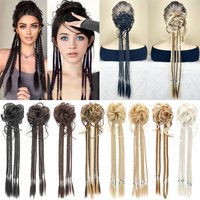 Synthetic 24Inch Long Braid Hair Bun Twisted Design Black Blonde Fluffy Elasticity Hair Bun Ponytail For Women
