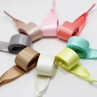 1Pair 2 CM Width Silk Satin Shoelaces Flat Ribbon Shoelace Women Sneakers Boots Shoe laces 22 Colors Length 80CM 100CM 120CM