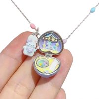 U4LF Adjustable Rabbit Heart Choker Openable Necklace Sweet Clavicle Chain Jewelry