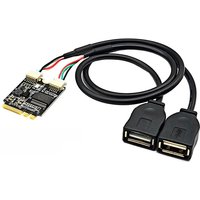 M.2 Key A/E to 2 Port USB2.0 Riser Card GL850 Chip 30cm USB Extension Cable Laptop M2 WIFI Interface Key A+E to Dual USB Adapter