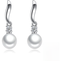 New 925 Sterling Silver Elegant Freshwater Pearl Zircon Drop Earrings Fine Women Jewelry Pendant Ear Stud Birthday Gift Eardrop