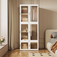 Opvouwbare kastkast opvouwbare kastkast wit met 10 handventilatoren, 6 deuren, 1 ophanging, PP en PET, 170x69x50 cm